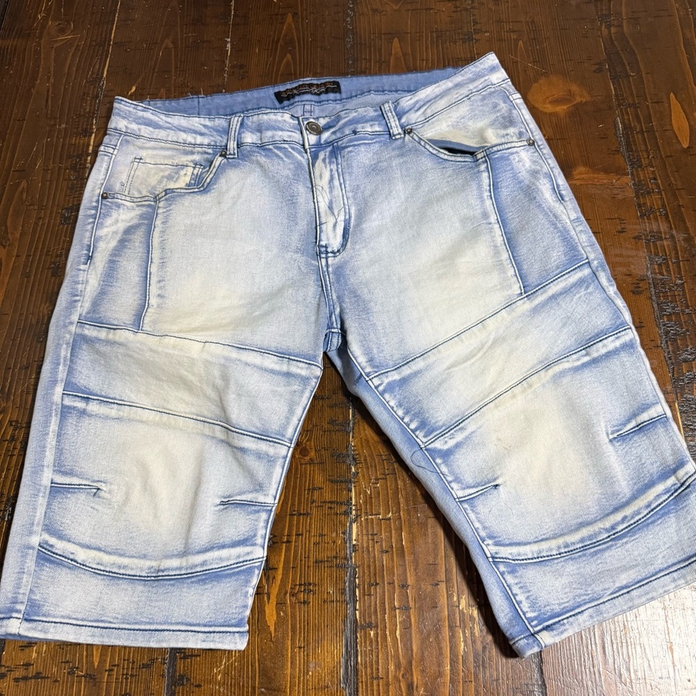 Men’s Brooklyn Laundry Jean Short Denim SZ 36 Gray Straight Stretch VTG 90s